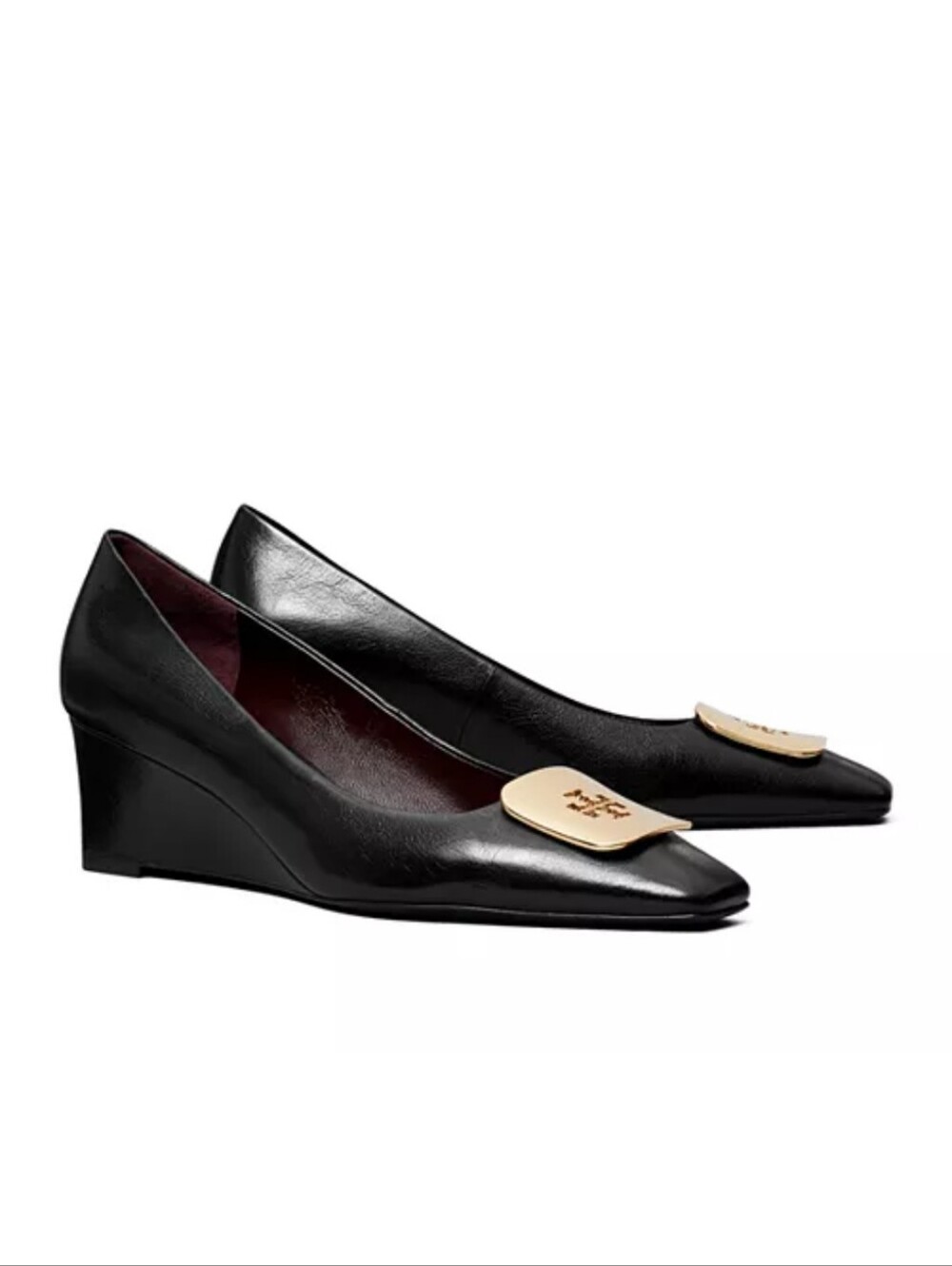 Tory Burch Georgia Wedge Black Leather Pumps Size 11